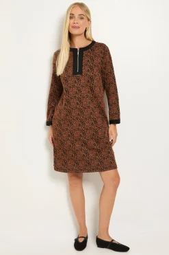 Robe Droite Contrastée En Ponte Jacquard Petite