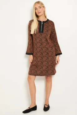 Robe Droite Contrastée En Ponte Jacquard Petite
