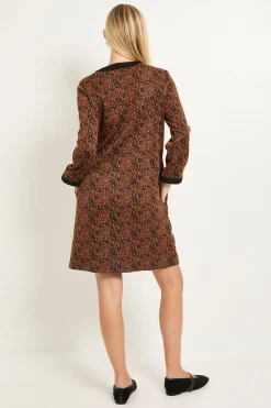 Robe Droite Contrastée En Ponte Jacquard Petite