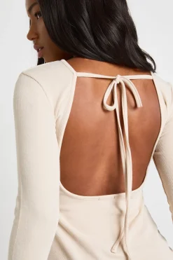 boohoo Robe Droite Côtelée à Manches Longues<Femme Robes Moulantes|Robes À Manches Longues