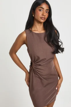 Robe Droite à Détail Froncé avec Anneau