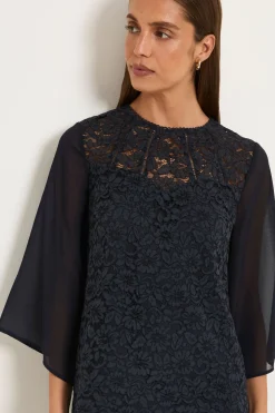 Wallis Robe Droite À Détails D'échelle En Dentelle<Femme Satin Et Dentelle|Robes À Manches Longues
