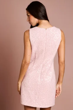 Robe Droite en Bouclé à Paillettes avec Nœuds