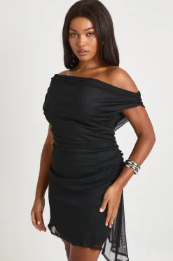 Robe droite à encolure drapée Plus