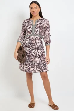Robe Droite En Coton Dobby Imprimé