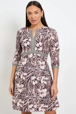 Robe Droite En Coton Dobby Imprimé