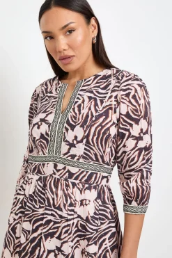 Robe Droite En Coton Dobby Imprimé
