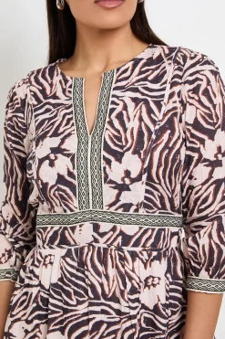 Robe Droite En Coton Dobby Imprimé