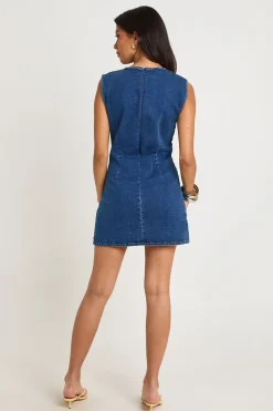 Robe Droite En Denim Basique Petite