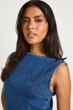 Robe Droite En Denim Basique Petite