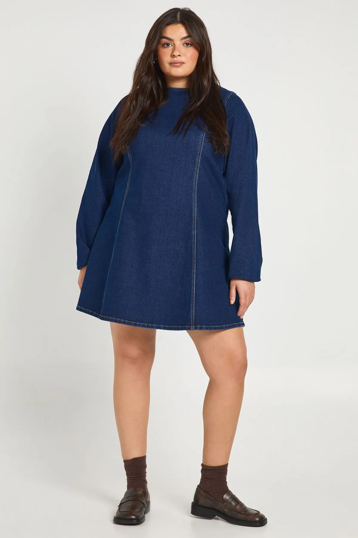 boohoo Robe Droite En Denim Grande Taille<Femme Denim|Denim
