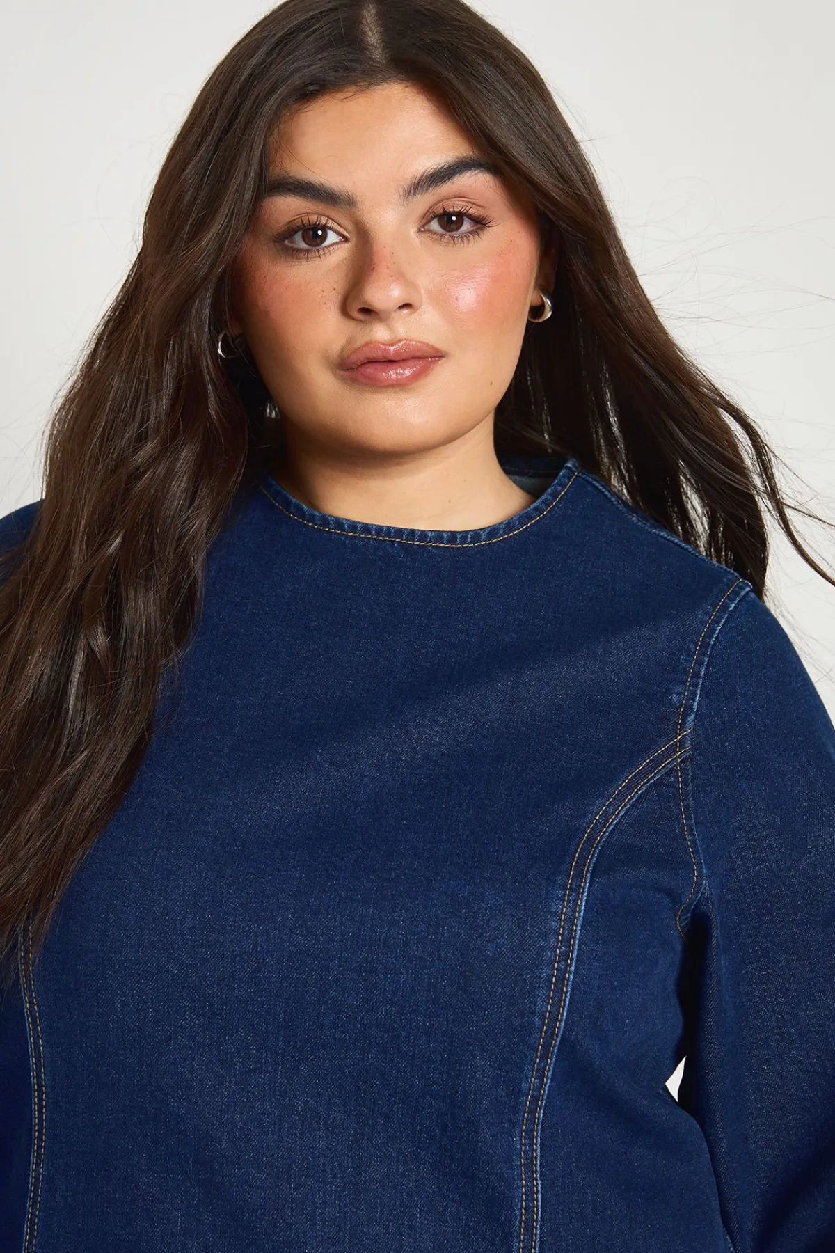 boohoo Robe Droite En Denim Grande Taille<Femme Denim|Denim