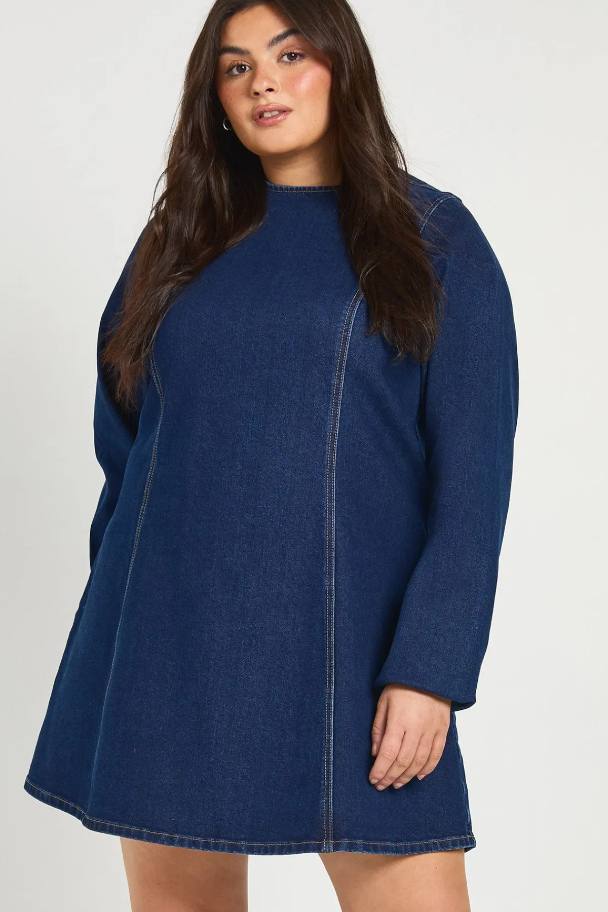 boohoo Robe Droite En Denim Grande Taille<Femme Denim|Denim