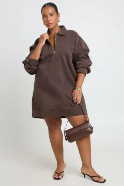 Robe Droite En Denim Grande Taille Avec Fermeture Éclair