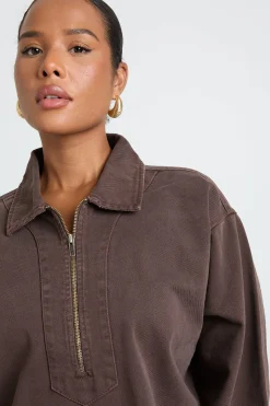 Robe Droite En Denim Grande Taille Avec Fermeture Éclair