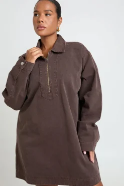 Robe Droite En Denim Grande Taille Avec Fermeture Éclair