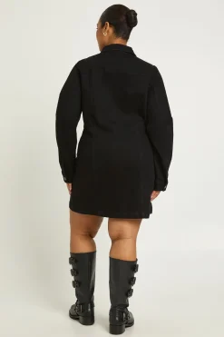 boohoo Robe Droite en Denim Plus avec Fermeture Éclair<Femme Denim|Denim
