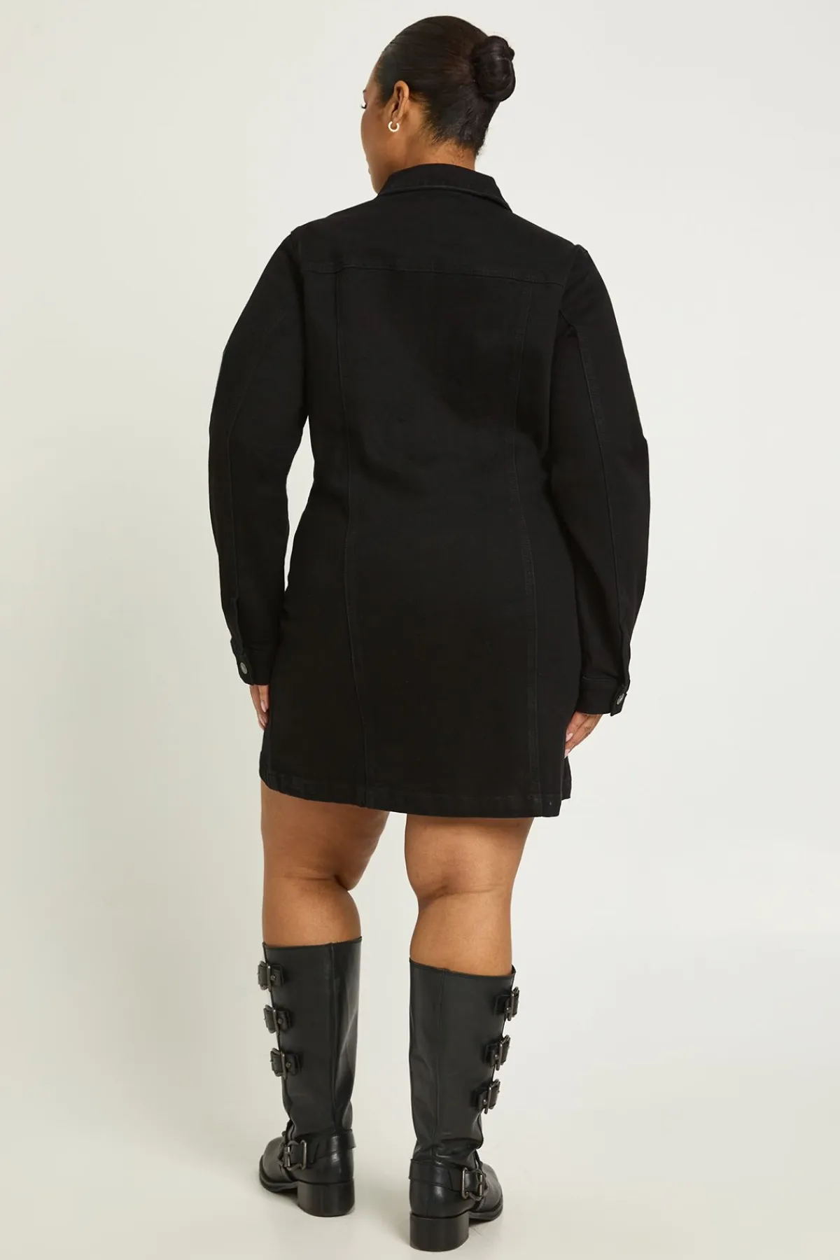 boohoo Robe Droite en Denim Plus avec Fermeture Éclair<Femme Denim|Denim