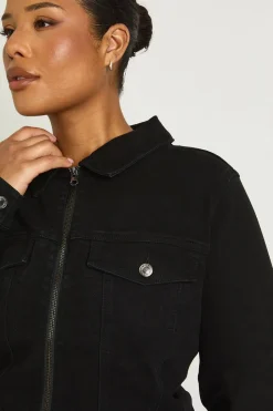 boohoo Robe Droite en Denim Plus avec Fermeture Éclair<Femme Denim|Denim