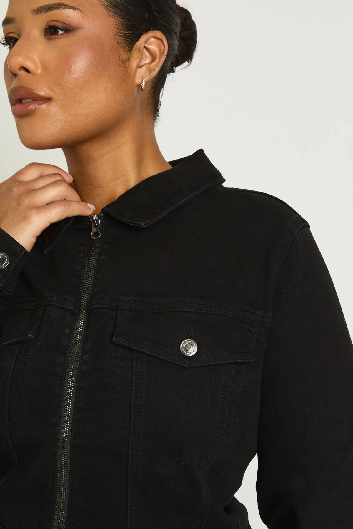 boohoo Robe Droite en Denim Plus avec Fermeture Éclair<Femme Denim|Denim