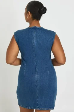 boohoo Robe Droite En Denim Plus Basic<Femme Denim|Denim