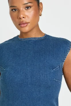 boohoo Robe Droite En Denim Plus Basic<Femme Denim|Denim