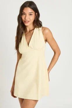 boohoo Robe Droite En Lin Avec Détail Froncé À La Poitrine<Femme Toutes Les Robes|Robes