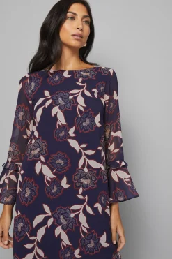 Robe Droite en Mousseline à Manches Volantées