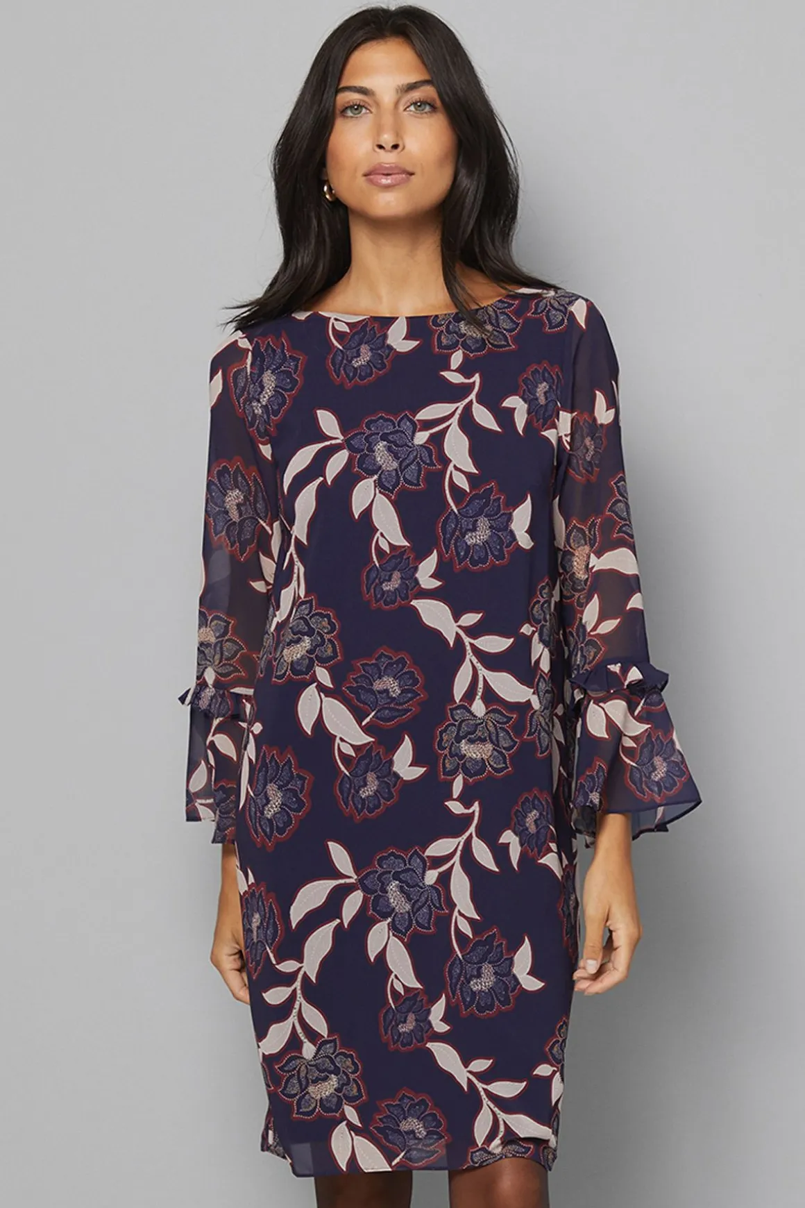 Robe Droite en Mousseline à Manches Volantées