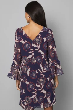 Robe Droite en Mousseline à Manches Volantées
