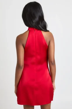 boohoo Robe Droite en Satin à Col Montant<Femme Satin Et Dentelle|Robes