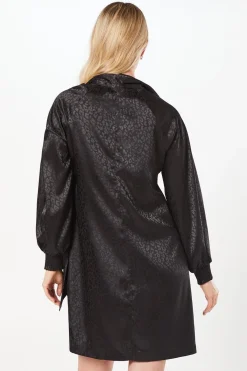 Wallis Robe Droite en Satin Jacquard à Nœud Lavallière<Femme Satin Et Dentelle|Robes À Manches Longues