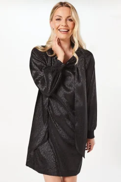 Wallis Robe Droite en Satin Jacquard à Nœud Lavallière<Femme Satin Et Dentelle|Robes À Manches Longues