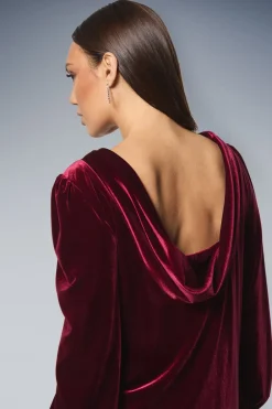 Robe Droite en Velours à Dos Drapé