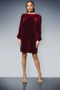 Robe Droite en Velours à Dos Drapé