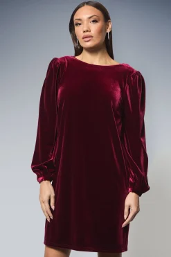 Robe Droite en Velours à Dos Drapé