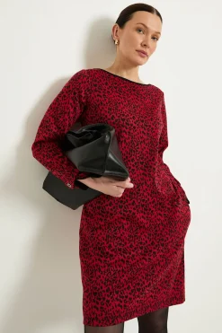 Wallis Robe Droite À Fermeture Éclair En Ponte Jacquard Léopard<Femme Robes À Manches Longues|Robes