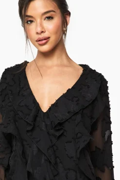 boohoo Robe droite fleurie à volants<Femme Robes Bohème|Robes À Manches Longues