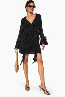 boohoo Robe droite fleurie à volants<Femme Robes Bohème|Robes À Manches Longues