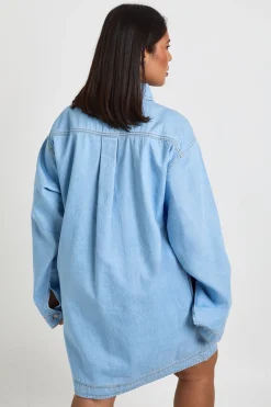 Robe Droite Grande Taille En Denim À Fermeture Éclair