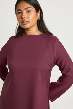 boohoo Robe Droite Grande Taille à Manches Évasées et Dos Noué<Femme Robes À Manches Longues|Robes