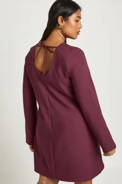 boohoo Robe Droite Grande Taille à Manches Évasées et Dos Noué<Femme Robes À Manches Longues|Robes