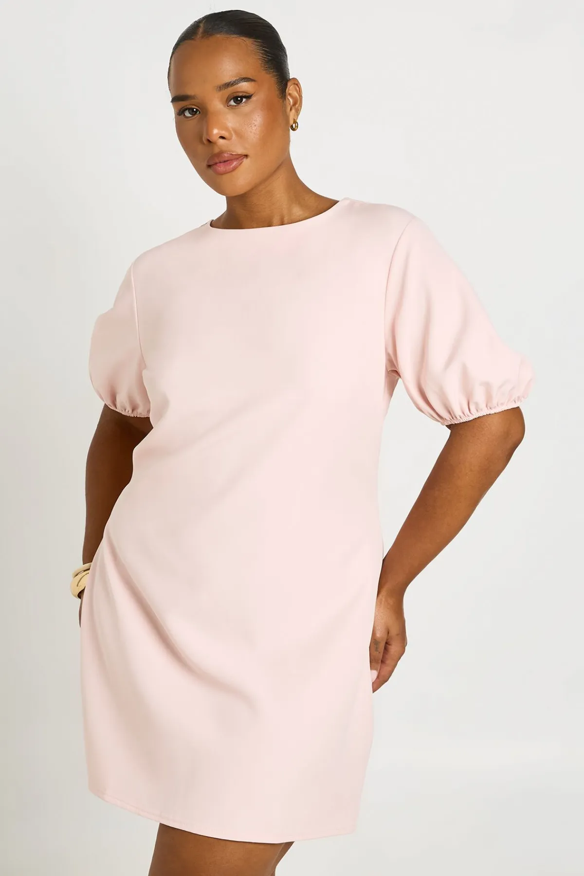 boohoo Robe Droite Grande Taille À Manches Bouffantes Ajustée<Femme Robes De Soirée|Toutes Les Robes
