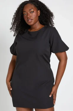 Robe Droite Grande Taille À Manches Bouffantes
