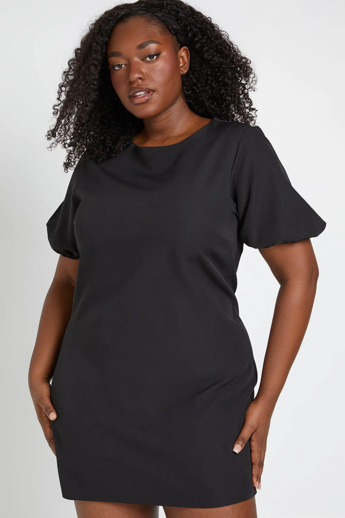 Robe Droite Grande Taille À Manches Bouffantes