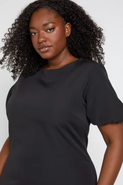 Robe Droite Grande Taille À Manches Bouffantes