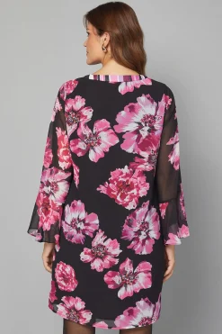 Robe Droite Imprimée à Fermeture Éclair Devant