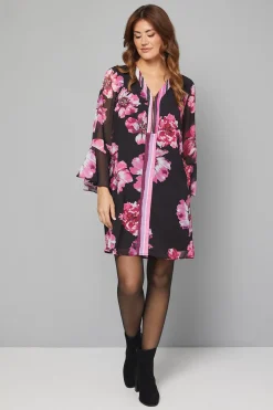 Robe Droite Imprimée à Fermeture Éclair Devant