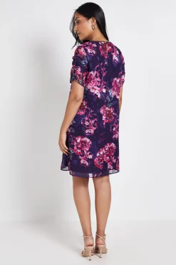 Robe Droite À Manches Bouffantes Et Motif Fleuri Petite