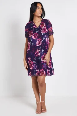 Robe Droite À Manches Bouffantes Et Motif Fleuri Petite